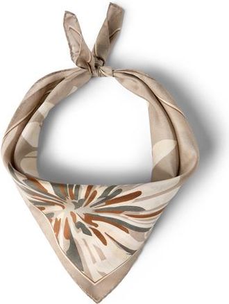 Brunello Cucinelli Bloom print pongee foulard in Khaki at Nordstrom