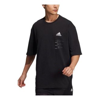 adidas St Rlx Game Tee Printing Sports Round Neck Loose Short Sleeve Black H40191