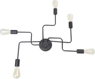 Netlighting Tube Multi Arm Semi Flush Ceiling Light Black 64cm