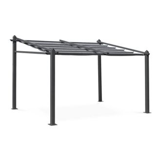 Sweeek P&eacute;rgola 3x4m de aluminio con cubierta corredera, gris