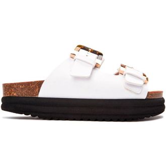 V.Gan Womens Vegan Plum Footbed Tortoiseshell Sandals - White - Size UK 7