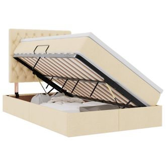 vidaXL Cama De Almacenamiento Led Con Colch&oacute;n Crema 120 X 190 Cm Tela Vidaxl