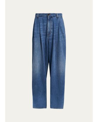 Marni Pleated-Front High-Rise Wide-Leg Jeans