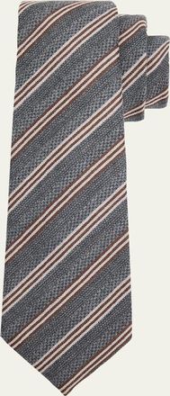 Kiton Mens Multi-Stripe Silk Sevenfold Tie