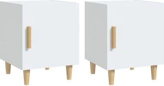 vidaXL Vidaxl - Mesitas de noche 2 unidades madera contrachapada blancas