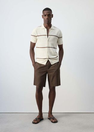 Mango Camicia 100% cotone texture maglia bianco - Uomo - XXL - MANGO MAN