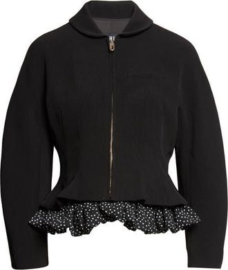Ashlyn Roya Ruffle Trim Jacket in Black at Nordstrom, Size Medium