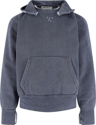 Our Legacy Blue Washed Distressed Relaxed Hooded Sweatshirt