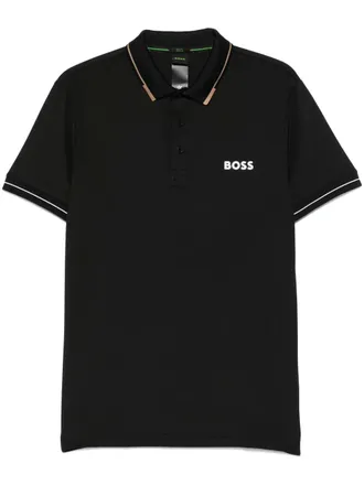 BOSS stretch-jersey polo shirt - men - Elastane/Recycled Polyester - L - Black
