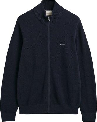 GANT Heren Piqu&eacute; Katoenen Afritsbaar Vest (Blauw)