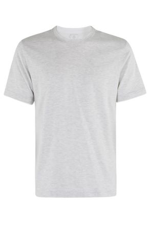 Eleventy Gray Layered Crewneck Cotton T-Shirt