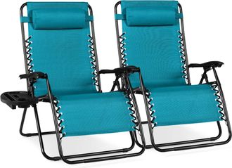Best Choice Products Set of 2 Extra Wide Zero Gravity Lounge Chair Recliners w/ Cup Holder