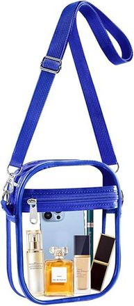 Generic Clear Crystal Crossbody Bag for Women, Transparent Stadium Approved Bag Purse Wallet with Front Pockets for Sports Concerts Festival (L Blue)