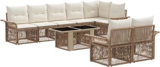 vidaXL Conjunto De Sof&aacute;s De Jard&iacute;n 9 Uds. Beige Y Blanco Crema Vidaxl