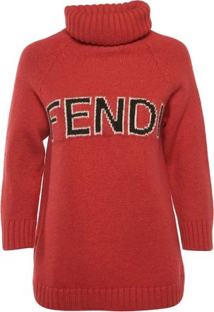 Fendi Trui met hoge hals en logodetail - Rood