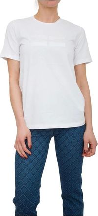 Elisabetta Franchi Tops, Dames, Wit, S, Katoen, Casual Katoenen T-Shirt voor Vrouwen