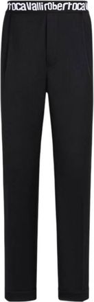Roberto Cavalli Logo-Waistband Tailored Trousers, Brand Size 46 (Waist Size 30)