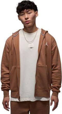 Nike Jordan Mens Brooklyn Fleece Full-Zip - White/Brown Size XXL