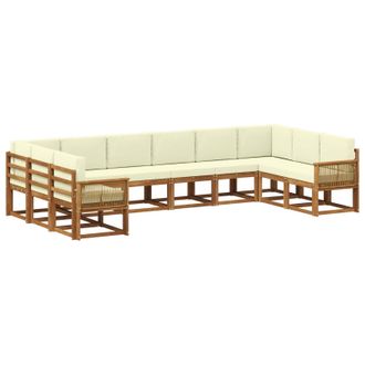 vidaXL Conjunto De Sof&aacute;s De Exterior Con Coj&iacute;n 10 Pcs Natural Y Crema Vidaxl