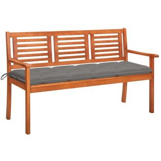 vidaXL Banco De Jard&iacute;n 3 Plazas Madera Maciza Eucalipto Y Coj&iacute;n 150 Cm Vidaxl