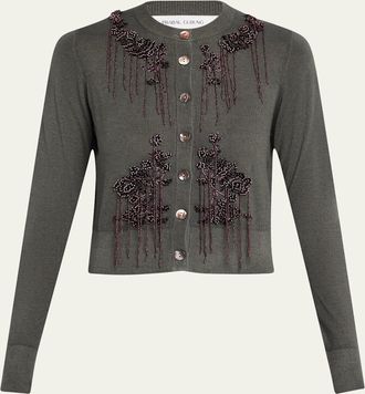 Prabal Gurung Embroidered Button-Front Cardigan