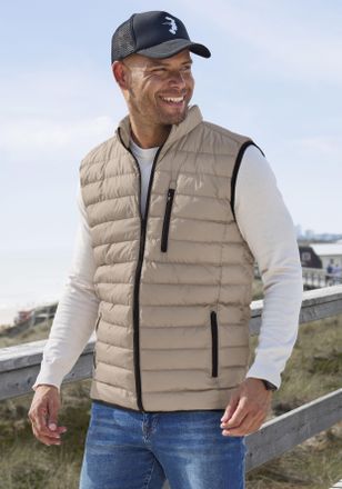 H.I.S Steppweste H.I.S, Herren, Gr. M (48/50), beige (sand), Obermaterial: 100% Polyester. Futter: 100% Polyester, unifarben, Basic, Westen Steppweste, leic