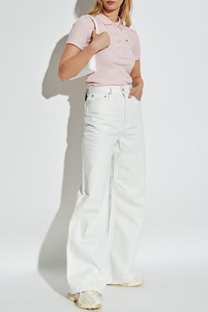 Lacoste Ribbed Polo Shirt With Logo Patch, Womens, Pink