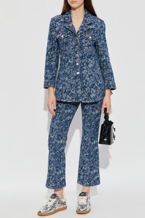 Ganni Jacquard Jeans, Womens, Blue