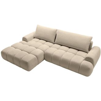 Vente-Unique Divano letto angolare sinistro in ciniglia tortora FARNETA
