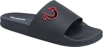 True Religion Russell Chopout Logo Slide in Black at Nordstrom, Size 10