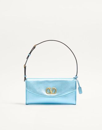 Valentino Garavani Borsa Piccola A Spalla Valentino Garavani DeVain In Nappa Laminata Donna AZZURRO UNI