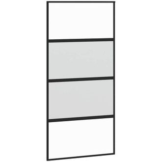 vidaXL Puerta Corredera Vidrio Templado Y Aluminio Negra 102,5x205 Cm Vidaxl