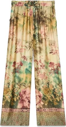 Fiorella Rubino Wijde broek van stretch satijn - Dames - Wijde Broeken - Veelkleurig - 2XL - Satijn - Broeken