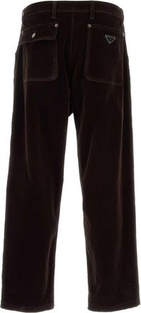 Prada Mens Dark Brown Velvet Denim Pant Darkbrown Cotton Viscose Elastane
