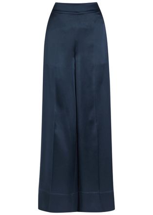 Joseph Dijon Straight-leg Silk Trousers - Indigo - 44 (UK16 / XL)