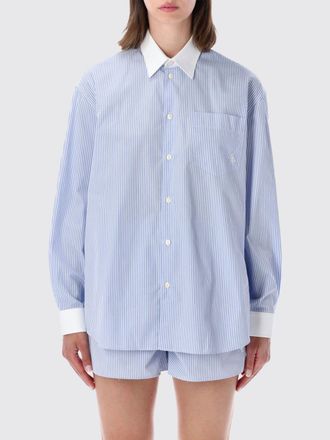 Sporty & Rich Striped Cotton Shirt with Relaxed Fit and French Collar