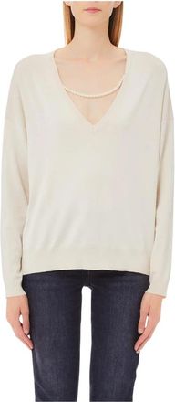 Liu Jo V-hals Truien - Dames - V-hals truien - Beige - M - Truien & Vesten