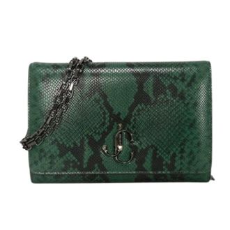 Jimmy Choo London Pre-owned Varenne calf leather shoulder bag - Dames - Pre-owned - Groen - Maat: ONE Size Leer