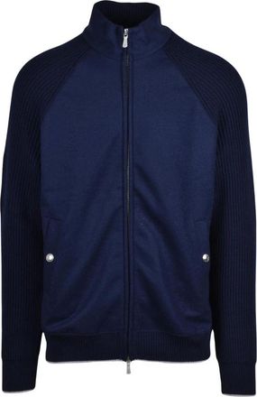 Eleventy Hoodies & sweatvesten, Heren, Blauw, S, Wol, Giubbotto in panno