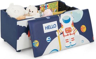 Costway Cajón de Almacenamiento de Juguetes Tapizado, Organizador Infantil con Tapa Extraíble, Cajón de Juguetes Versátil con Adorable Motivo y