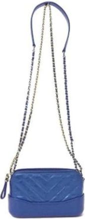 Chanel Pre-owned Cross Body Bags, female, Blue, Size: ONE SIZE Pre-owned Vintage Leather Crossbody Bag