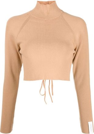 Rokh open-back cropped knitted jumper - women - Viscose/Polyester - M - Brown