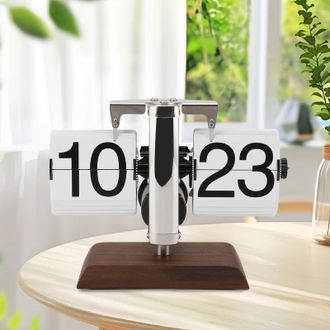 Infinite Reloj De Pared Vintage Con N&uacute;meros Grandes - Pantalla Autom&aacute;tica De 24 Horas Con Cubierta De Pvc Y Caja De Madera De Nogal Negro - Para Sal&oacute;n Y Oficin