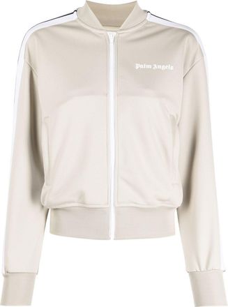 Palm Angels logo-print track jacket - women - Polyester/Polyester - S - Neutrals