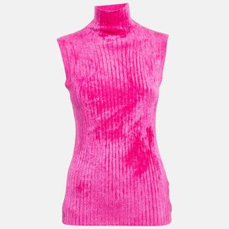 Sies Marjan Fuchsia Pink Rib Knit Turtle Neck Top