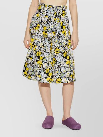 Marni cotton floral print high-rise pleated skirt