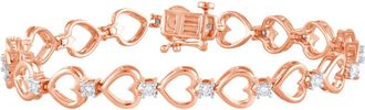 Grown Brilliance Rose Gold Plated Over Sterling Silver 0.25 Cttw Lab Grown Diamond Tennis Braceletfor women
