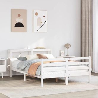 vidaXL Vidaxl - Estructura De Cama Con Cabecero Madera De Pino Blanco 150x200cm
