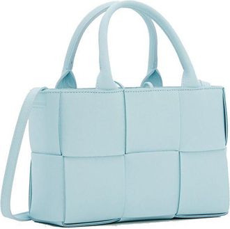 Bottega Veneta Womens Signature Intrecciato Weave Tote Blue Lamb Leather