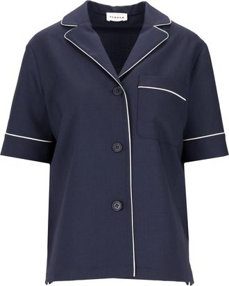Parosh Navy Blue Regular Solid Shirt